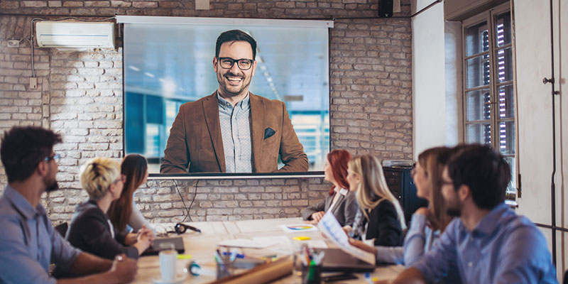 videoconferencia proyector hero mini